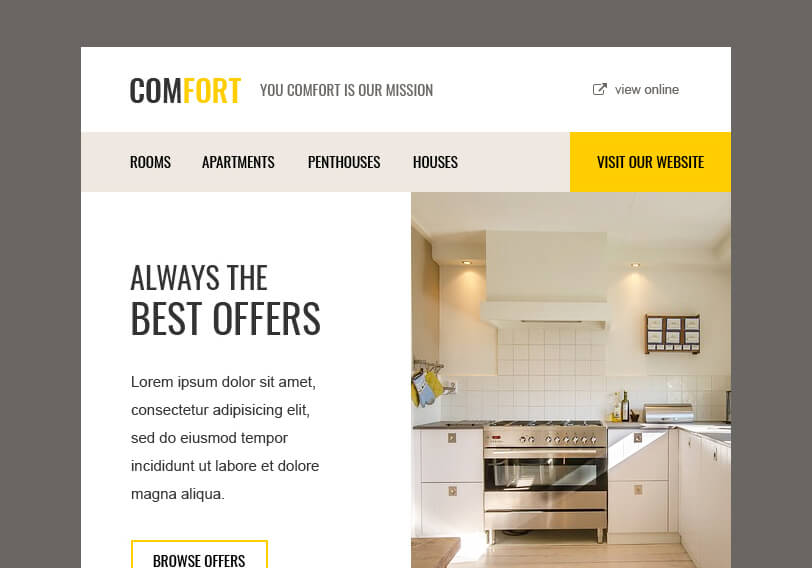Comfort - Email Template For Real Estate Leads