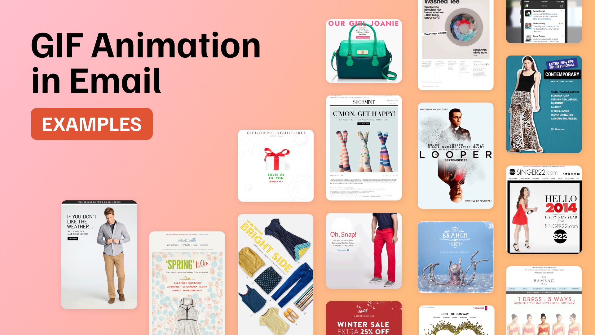 Animated GIF email examples showing how brands use motion in email marketing campaigns