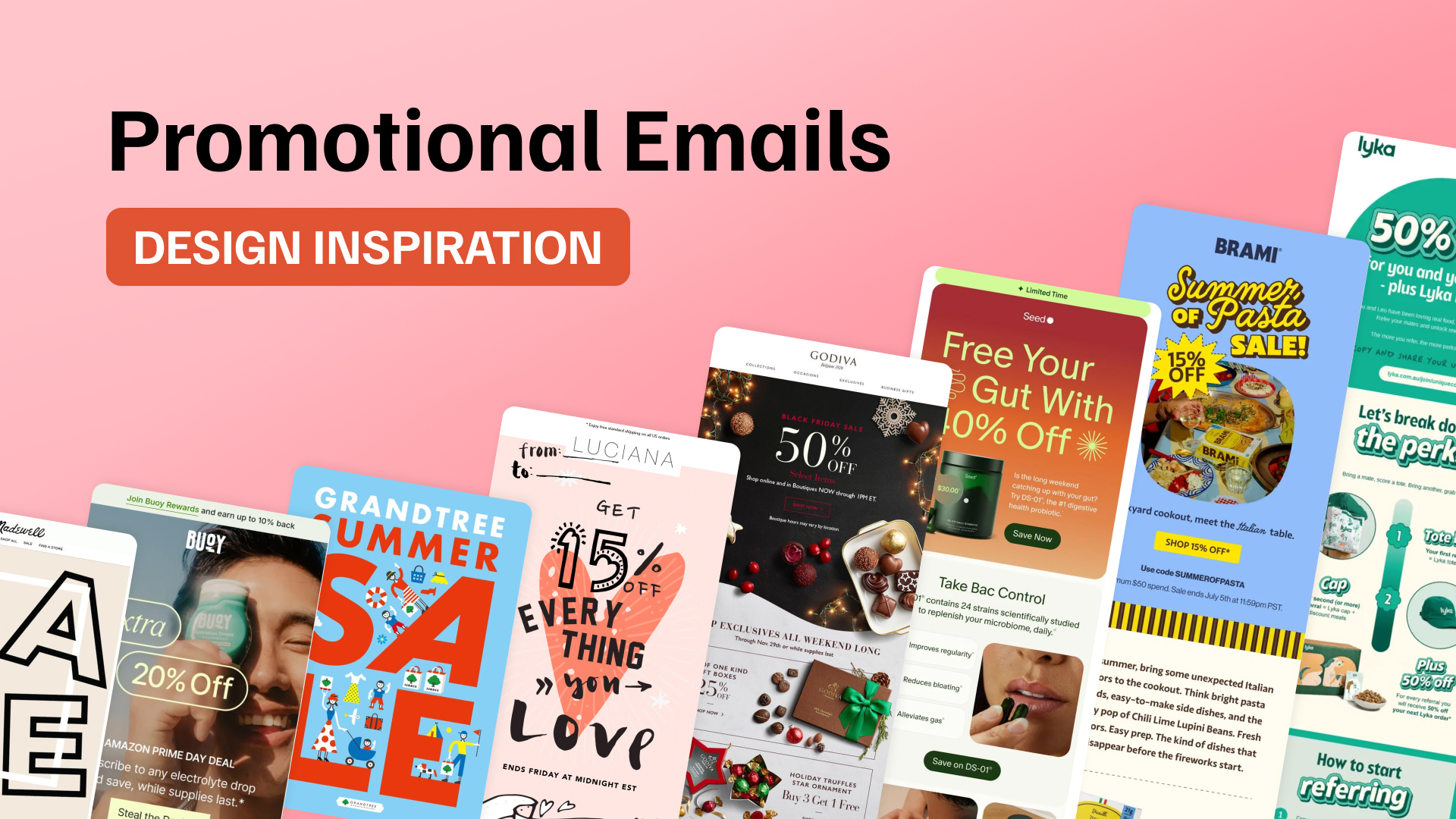 Promotional email examples and design inspiration for sales, special offers, product launches, and seasonal campaigns