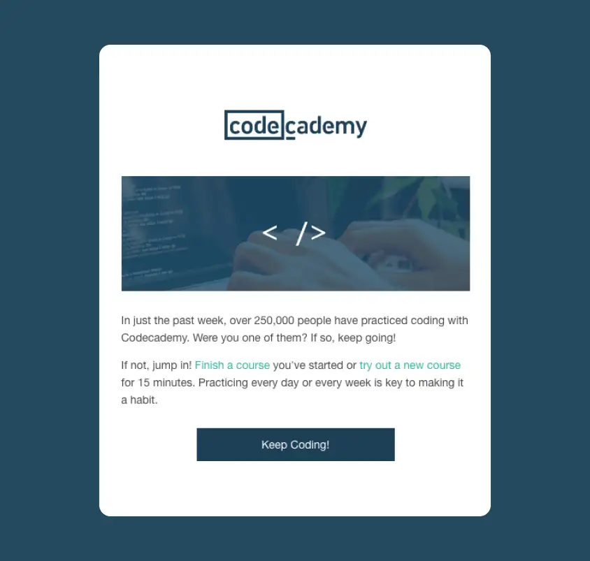 codecademy retention email