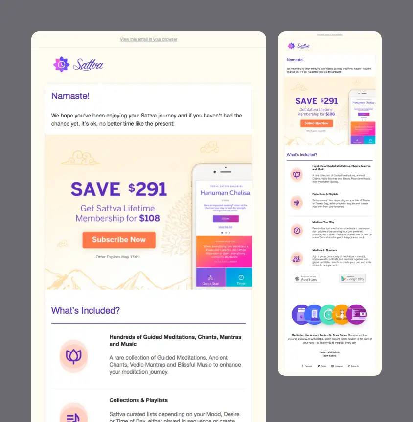 Sattva retention email