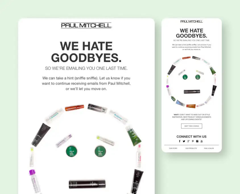 А re engagement email campaign example re engagement email example - Paul Mitchell