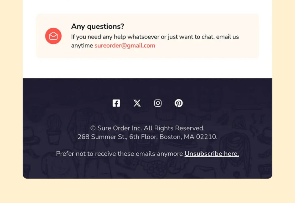 Email footer with user-friendly unsubscribe option and clearly presented contact information
