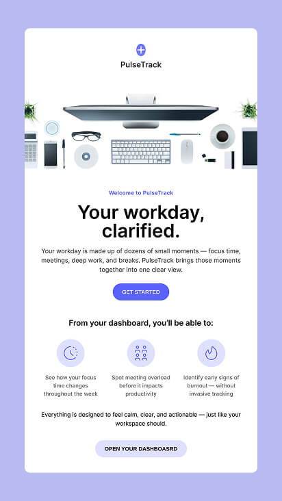 High-contrast email design with structured content and clear CTA for readability across devices