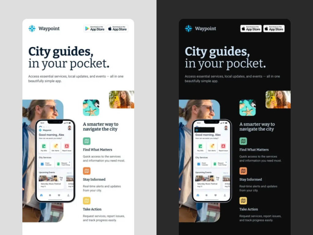 Responsive email design adapting across light and dark mode while maintaining visual consistency