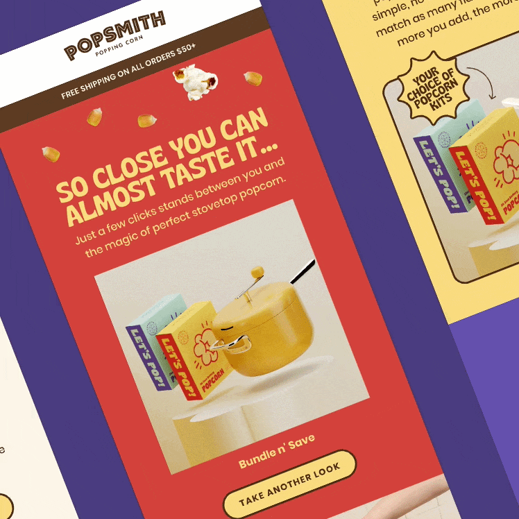 Promotional email with bold headline and product visuals designed for quick message recognition
