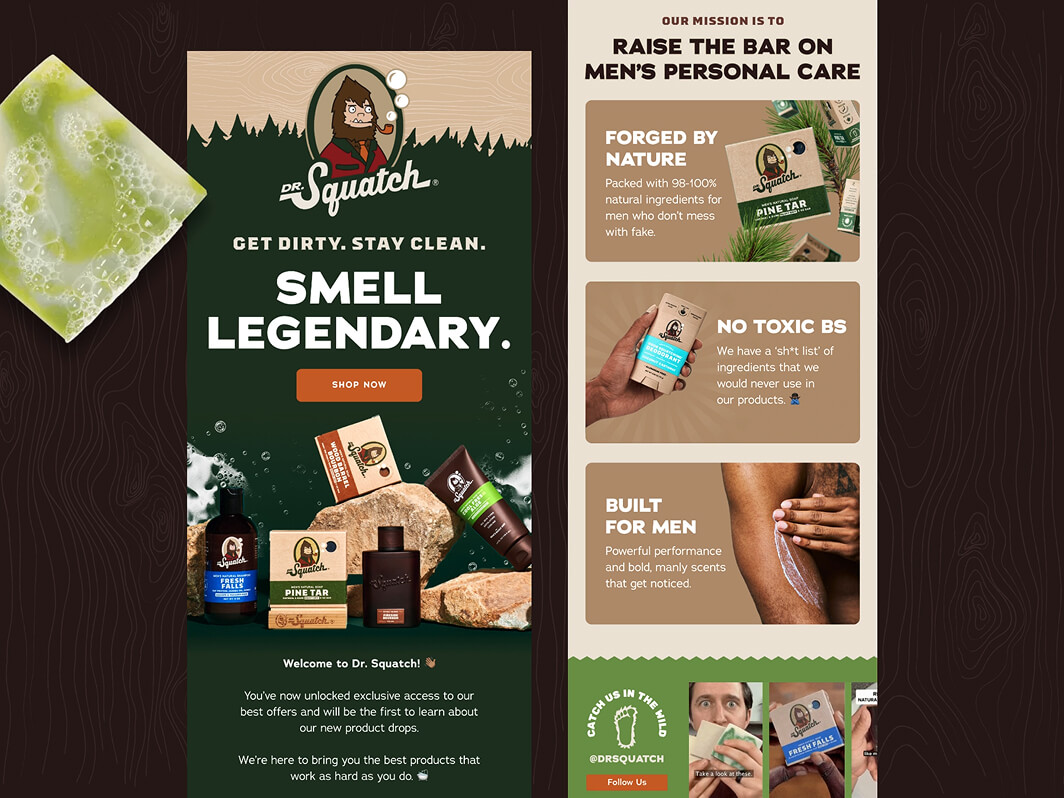 Promotional email centered around a hero section with a single dominant CTA and supporting product details