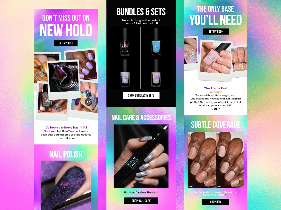 Email with excessive animation and multiple focal points creating visual overload