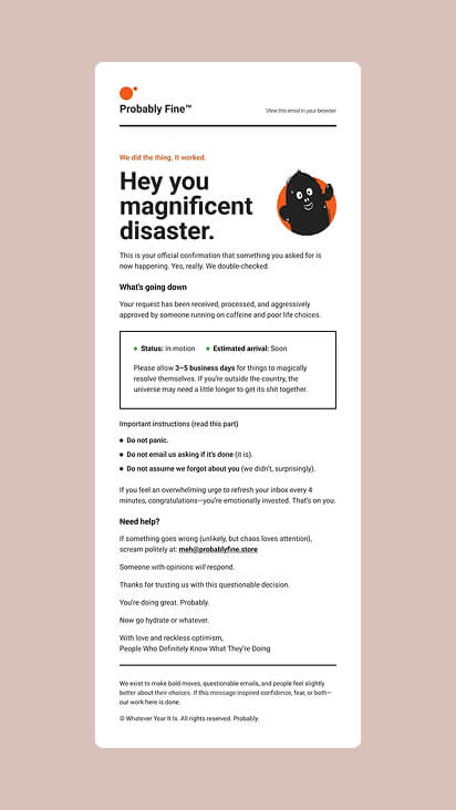 Text-heavy email with dense content making it difficult to scan and understand quickly