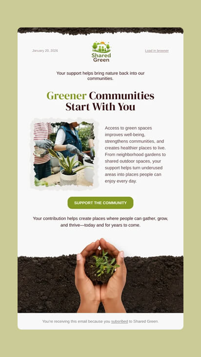 Promotional email centered around a single message with one clear call-to-action