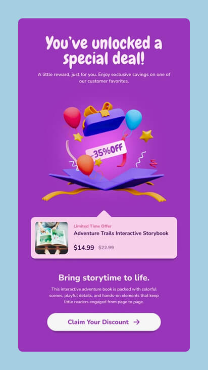 Offer-focused email with one visual, one message, and a dominant CTA