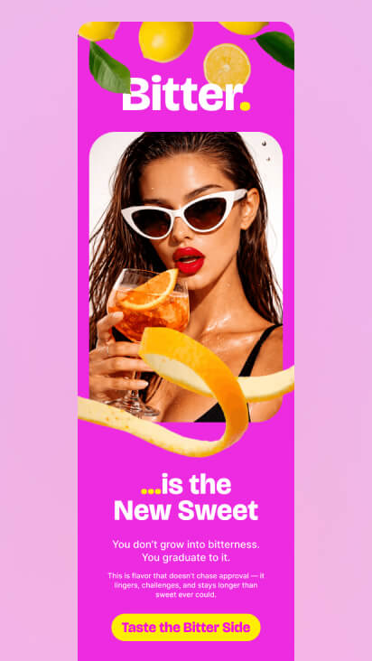 High-contrast promotional email with bold CTA and thumb-friendly layout for mobile interaction