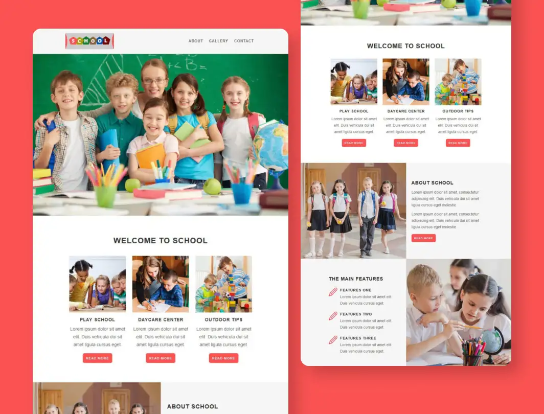 School Responsive Mailchimp template for education newsletters and school program campaigns