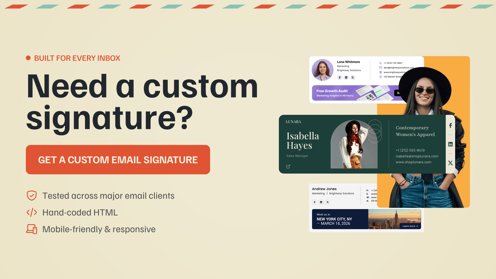 Custom HTML email signature service by MailBakery for Gmail, Outlook, and mobile email clients