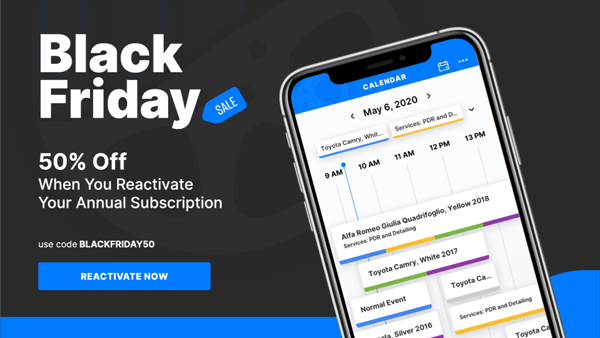 Mobile Tech RX Black Friday winback email offering 50% off an annual subscription reactivation